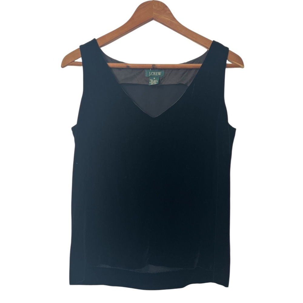 J. Crew Vintage Y2K Black Velvet Silk Tank Top Polished Romantic Goth Size 6